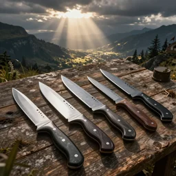 full sheet of different types of knives, video game assets
