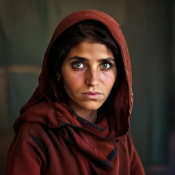 Photograph of Natalia Vodianova as Afghan Girl, by Steve McCurry