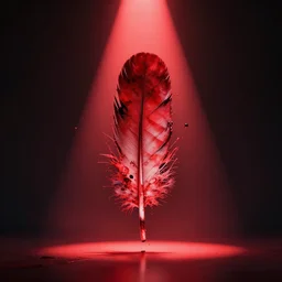 abstract feather, alcohol ink art, red spotlight, dark lighting, reflective surface, unreal engine in the style of craola and beeple, splash art, trending on artstation hq, high quality