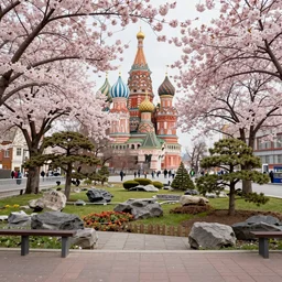 photo of japanese sakura garden in the center of moscow, sony a 7 r