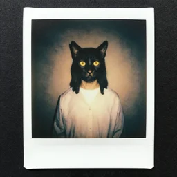cat like jesus, horror, zdzisław beksinski style, polaroid foto