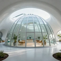 a photo of a 7 0 s earthship from the future, interior design, glass palace blending with nature, physarum, solar panels, gardens, trending on flickr, architecture magazine picture, 8 k, 4 k, ersnt haeckel, photorealistic
