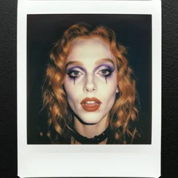 expired polaroid of a surreal artsy dream scene, circus, grotesque, portrait