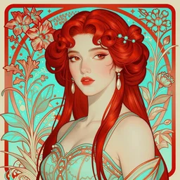 jennylyn mercado as darna, volumetric lights, red and cyan theme, art nouveau botanicals, intricate, highly detailed, digital painting, artstation, concept art, smooth, sharp focus, cinematic, illustration, beautiful face, art by artgerm and greg rutkowski and alphonse mucha