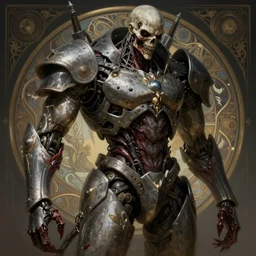 undead - mech with bloody - flesh, grimdark magic, elegant, digital illustration, detailed, intricate, sharp focus, digital painting, deep focus, digital painting, artstation, concept art, matte, art by artgerm and greg rutkowski and alphonse mucha