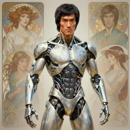 bruce lee as a organic cyborg, diffuse lighting, fantasy, intricate, elegant, highly detailed, lifelike, photorealistic, digital painting, artstation, illustration, concept art, smooth, sharp focus, art by john collier and albert aublet and krenz cushart and artem demura and alphonse mucha