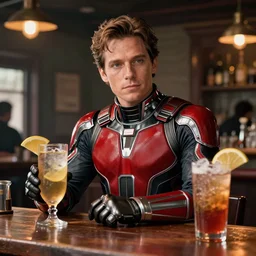 “ mike and marvel ant - man superhero having drinks at the pub ”