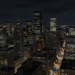 photorealistc painting of a nightmarish boston downtown skyline in 1 9 2 5 at night, aerial view, dark, brooding, night, atmospheric, horror, cosmic, ultra - realistic, smooth, highly detailed