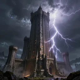 giant medieval tower concept art, impossibly tall, dramatic lightning, trending on deviantart