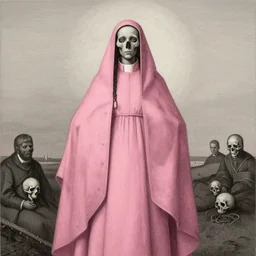 portrait of a priestess, pink, centered, death, by edgar maxence and ross tran, zdzisław beksinski, and michael whelan, distant, gustav dore, 8 k