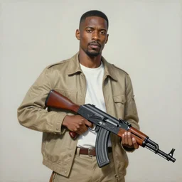 Malcolm x holding an ak-47 painting by alex grey in the style of cosmic christ by alex grey