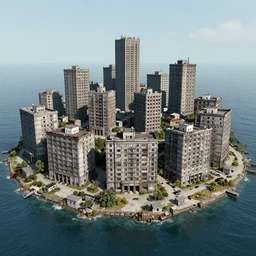 brutalist city, prison city, totalitarian prison island, hashima island, rundown buildings, military buildings, prison complex, colorized 3 5 mm photo
