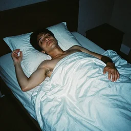 Sleep paralysis demon in the style of the movie pulse, 35mm film,