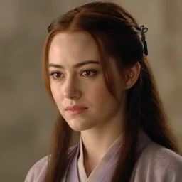 movie still of emma stone in crouching tiger hidden dragon, close up