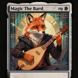 Fox Bard playing Lute, Art Deco, cinematic, trending on artstation, magic the gathering artwork, 4k