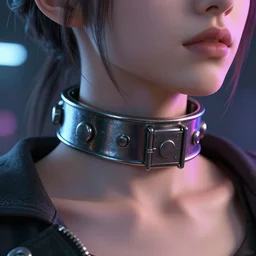 detailed realistic female character cyberpunk wearing thick steel collar around neck, realistic, art, beautiful, 4K, collar, choker, collar around neck, punk, artstation, detailed, female, woman, choker, cyberpunk, neon, punk, collar, choker, collar around neck, thick collar, tight around neck, punk, choker, hyperrealistic, realistic, female, punk female,