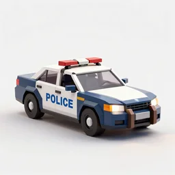 low-poly police car, professional product shot, isolated on a pure white background, centered, entire object in frame, sharp focus, soft studio lighting