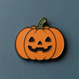 a retro minimalistic cute pumpkin face enamel pin, hd, concept art