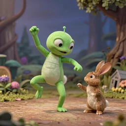 the green alien who loves to dance as a background extra in the new Rankin bass stop motion film about a rabbit who thinks he is in wonderland
