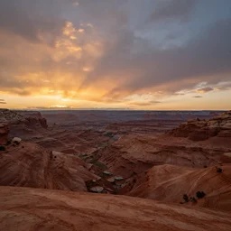 panorama view of utah in sunset at ground level. art by filip hodas. clouds by rhads.