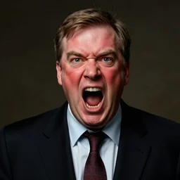 red faced nigel farage angry screaming, by hieronymus bosch