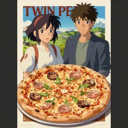 twin peaks poster by michael whelan and tomer hanuka, rendering of the invention of pizza, full of details, by makoto shinkai and thomas kinkade, matte painting, trending on artstation and unreal engine