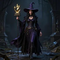 full body pose, hyperrealistic photograph of attractive witch, dim volumetric lighting, 8 k, octane beautifully detailed render, extremely hyper detailed, intricate, epic composition, cinematic lighting, masterpiece, trending on artstation, very very detailed, masterpiece, stunning, hdr, smooth, sharp focus, high resolution, award, winning photo, dslr, 5 0 mm