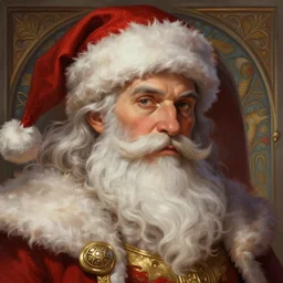 Hanif Bali as Santa Claus, closeup, D&D, fantasy, intricate, elegant, highly detailed, digital painting, artstation, concept art, matte, sharp focus, illustration, hearthstone, art by Artgerm and Greg Rutkowski and Alphonse Mucha