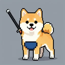 a samurai shiba inu, pixel art, hyperlight drifter