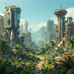 hardmesh retro futurist post - apocalyptic steampunk fallout jungle lians over town, hyper realistic, art gta 5 cover, official fanart behance hd artstation by jesper ejsing, by rhads, makoto shinkai and lois van baarle, ilya kuvshinov, ossdraws, feng zhu and loish and laurie greasley, victo ngai