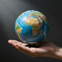 A hand with a globe sitting on the handpalm