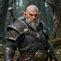 A fantasy comic book style portrait painting of a furious dwarf warrior in a forest, unreal 5, DAZ, hyperrealistic, octane render, cosplay, RPG portrait