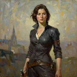 tali from mass effect as oil painting in the 1950's