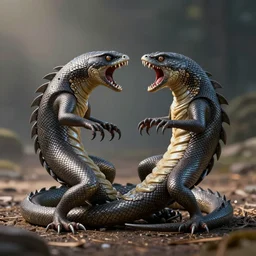 two vipers entwined, fighting to the death realistic cinematic 3 5 mm