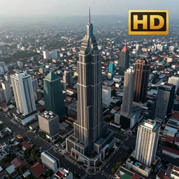 aerial photography of cyberpunk city landscape, inspired by Javanese , wide shot, 4KHD, award winning photography, professional photography