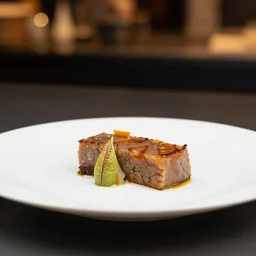 food photography, michelin star food, best chef, plate art of sri lanka terrine side view high bokeh, cinematic studio lighting