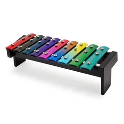 neon xylophone, commercial catalog photo, isolated on a pure white background, centered, entire object in frame, sharp focus, soft studio lighting