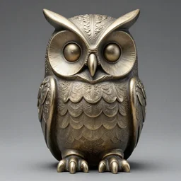 symmetrical detailed sculpture of an owl, made of Bromine