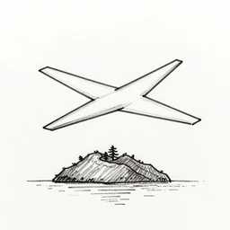 plain flying to island sketch