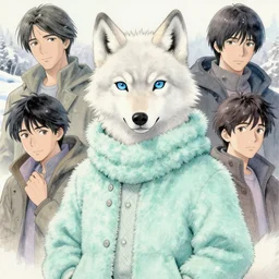 aesthetic portrait commission of a albino male furry anthro cute wolf wearing a cute mint colored cozy soft pastel winter outfit, winter Atmosphere. Character design by charlie bowater, ross tran, artgerm, and makoto shinkai, detailed, inked, western comic book art, 2021 award winning painting