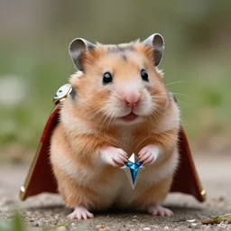 A roborovski Hamster carrying Mjolnir