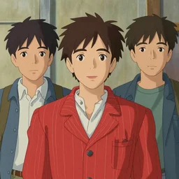 artwork by Michael Whelan, Bob Larkin and Tomer Hanuka, of portrait of Joseph Gordon-Levitt wearing a 1920s red striped outfit, from scene from Twin Peaks, simple illustration, domestic, nostalgic, from scene from Twin Peaks, clean,  full of details, by Makoto Shinkai and thomas kinkade, Matte painting, trending on artstation and unreal engine