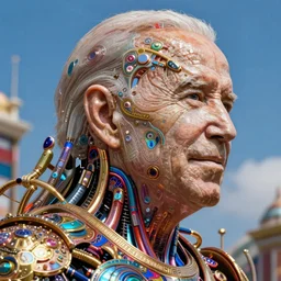 Extraterrestrial Joe Biden Soul Redeemer, massive supercivilizational-being, Hyper-detailed cybernetic Obama-God, ArtStation, 4k, epic, phenomenally aesthetic, bright, rich and gaudily