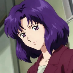 angled headshot portrait of misato katsuragi by norman rockwell. shoulderlength wavy purple haircut. trendy 1 9 9 0 s attire. ro 3. episode screenshot. digital. trending on artstation. masterpiece. contributions by mangakas hideaki anno, sakimichan, masamune shirow, naoki urasawa, hiromu arakawa.