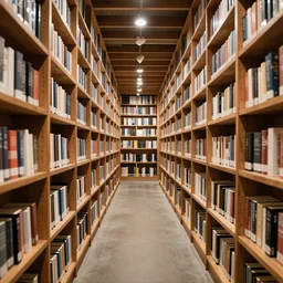infinite tunnel made of bookshelfs, professional award winning photograph