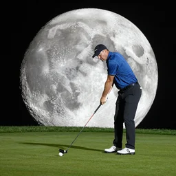 Alex jones on the moon playing golf, 8k, hyper realistic