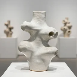 beautiful organic ceramic sculpture, in a gallery setting, influenced by piotr jabłonski. professional studio photo, 3 5 mm, high definition