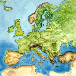 aerial map of a realm with distinct biomes, highly detailed, sharp focus, illustration by moebius and thomas kinkade