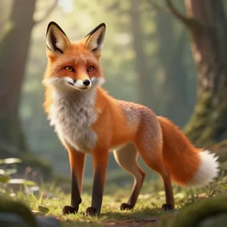 a medevial anthropomorphic fox with a fluffy tail in the forest, trending on artstation, furry art, digital art, warm light, bokeh, backlighting, assassins creed, cgi