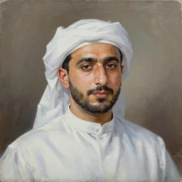 A portrait of Duraid Lahham, oil painting